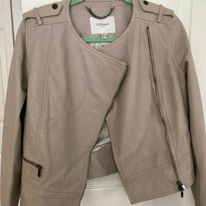 100% Leather L.K. Bennett London Light Brown Italian Women's Biker Jacket Size 5
